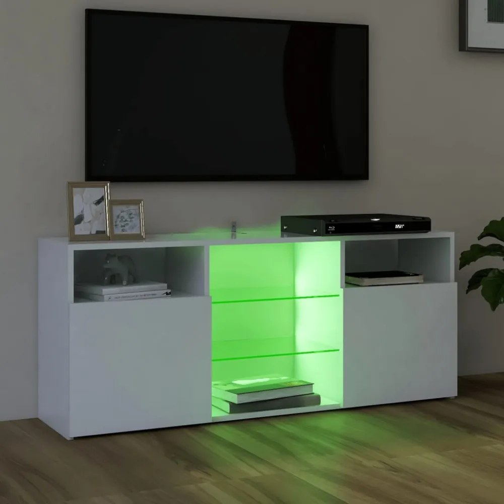 fehér TV-szekrény LED lámpákkal 120 x 30 x 50 cm