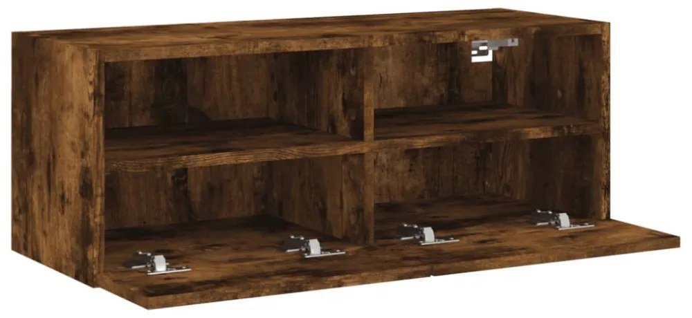 füstös tölgy színű szerelt fa fali TV-szekrény 80 x 30 x 30 cm