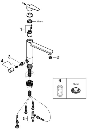 GROHE 31696000 - BAUEDGE mosogató csaptelep, fényes króm