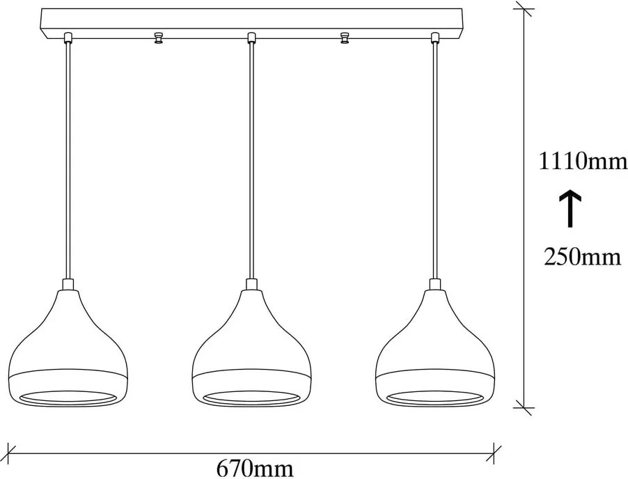 Yildo Long fekete-rézszínű 3 lámpás függőlámpa - Opviq lights