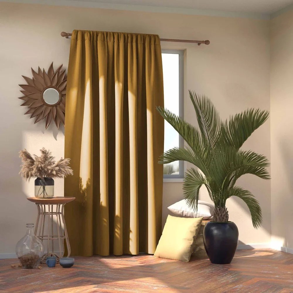 Sárga sötétítő termo függöny 140x245 cm Pleat – Restilo