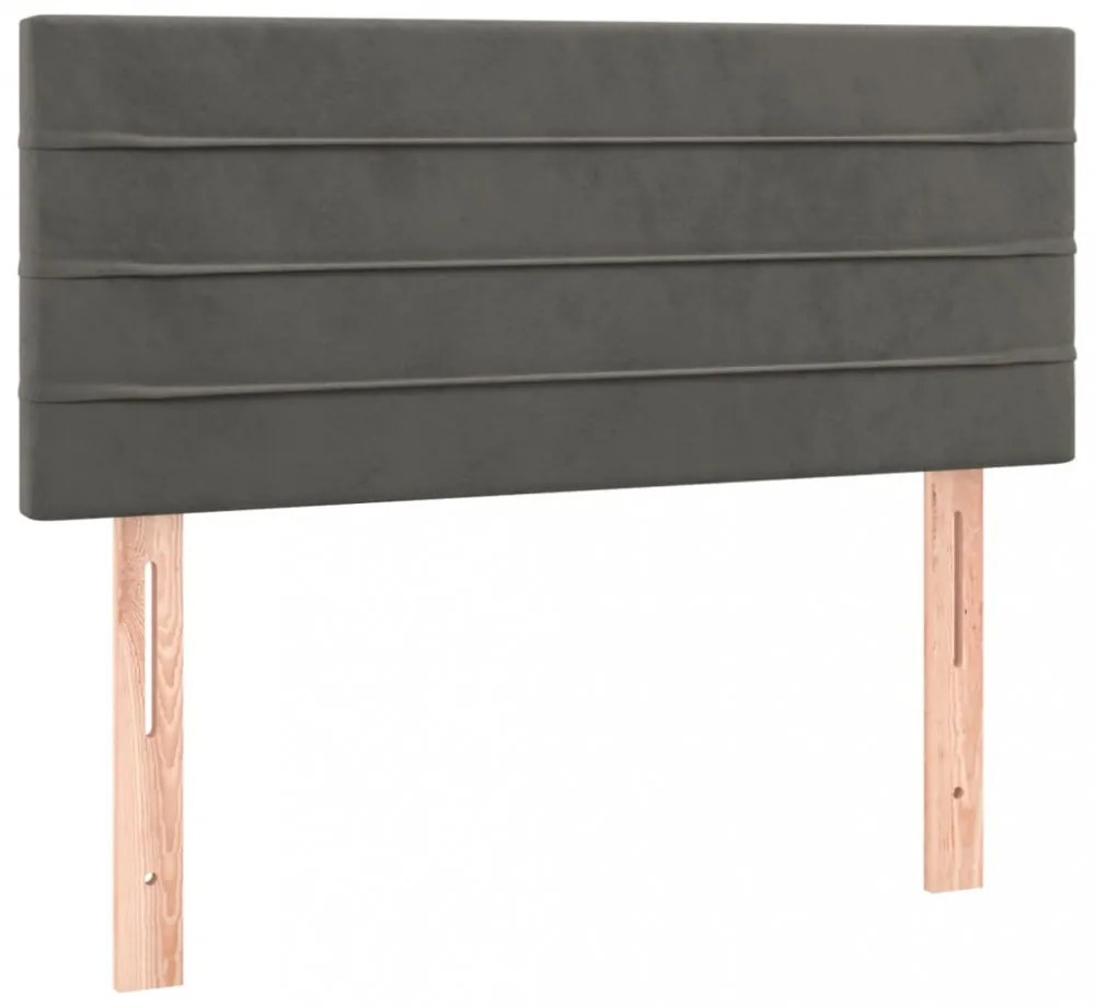 sötétszürke bársony LED-es fejtámla 90x5x78/88 cm