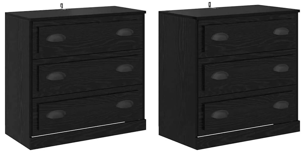 Oldalszekrények 2 pcs Fekete tölgy 70 x 35,5 x 67,5 cm Faanyag