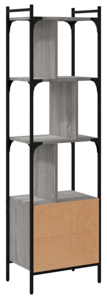 szürke sonoma szerelt fa könyvespolc ajtóval 44,5x30x154,5 cm