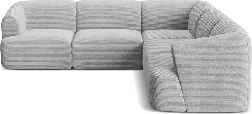 Világosszürke kordbársony sarokkanapé Campi – Cosmopolitan Design