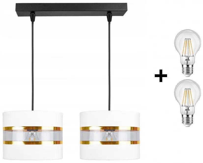 Glimex ABAZUR állítható függőlámpa fehér 2x E27 + ajándék LED izzók