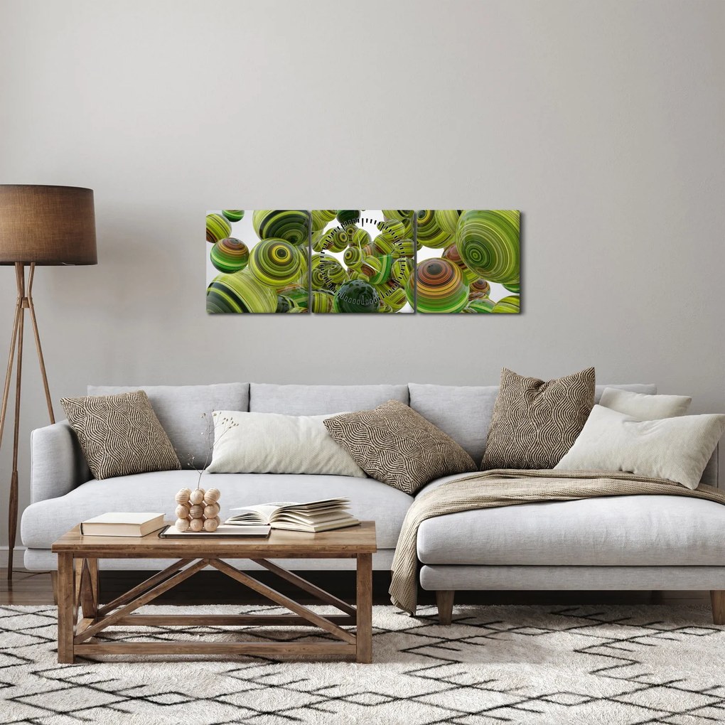 Csíkos gömbök képe (órával) (90x30 cm)