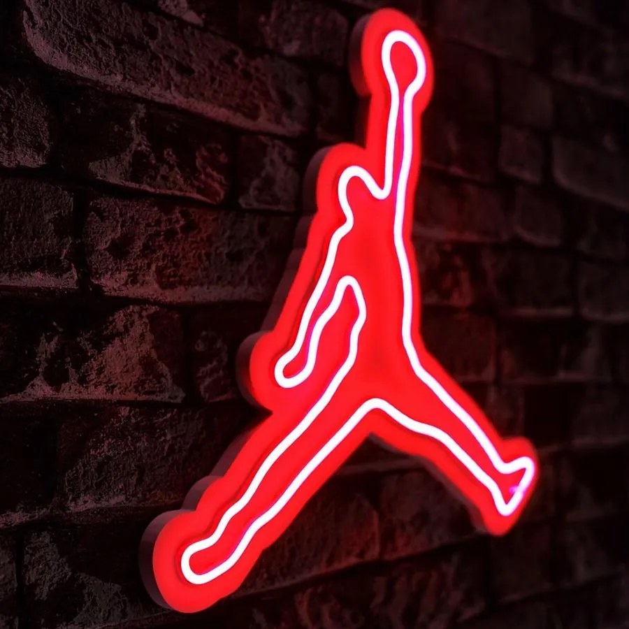 Műanyag LED-es fali dekoráció, Basketball - Red