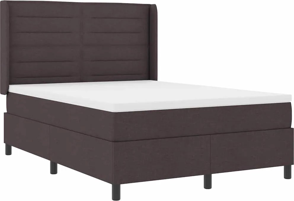 vidaXL LED Box Spring Ágy matracmal Sötét Barna 140 x 190 cm szövet