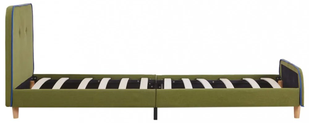 zöld szövetkárpitozású ágykeret 90 x 200 cm