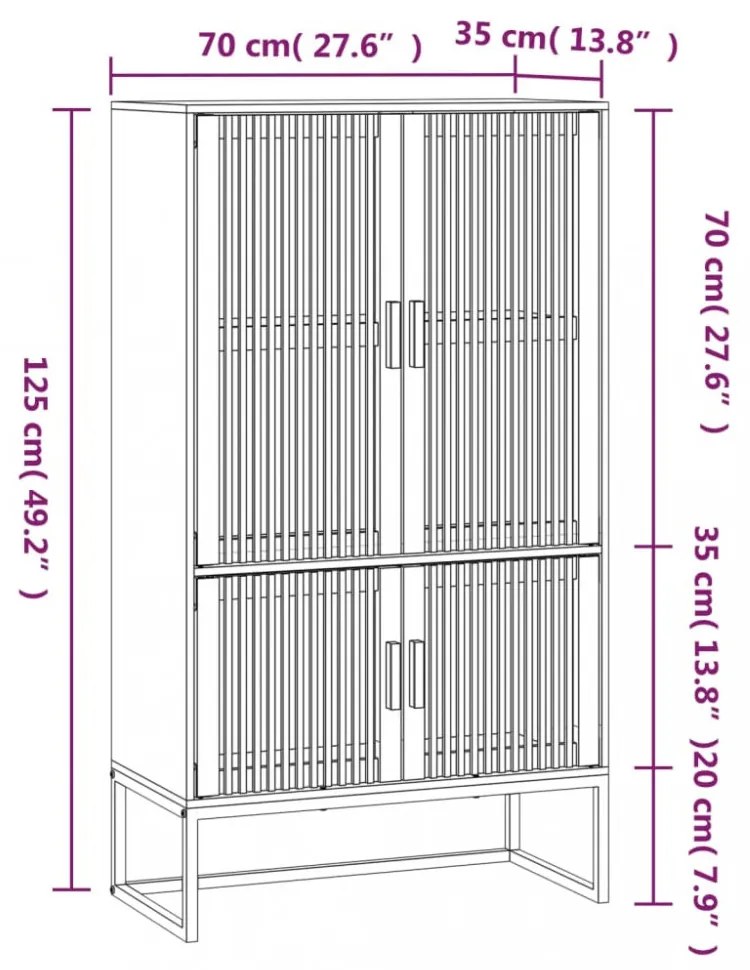vidaXL szerelt fa magasszekrény 70x35x125 cm