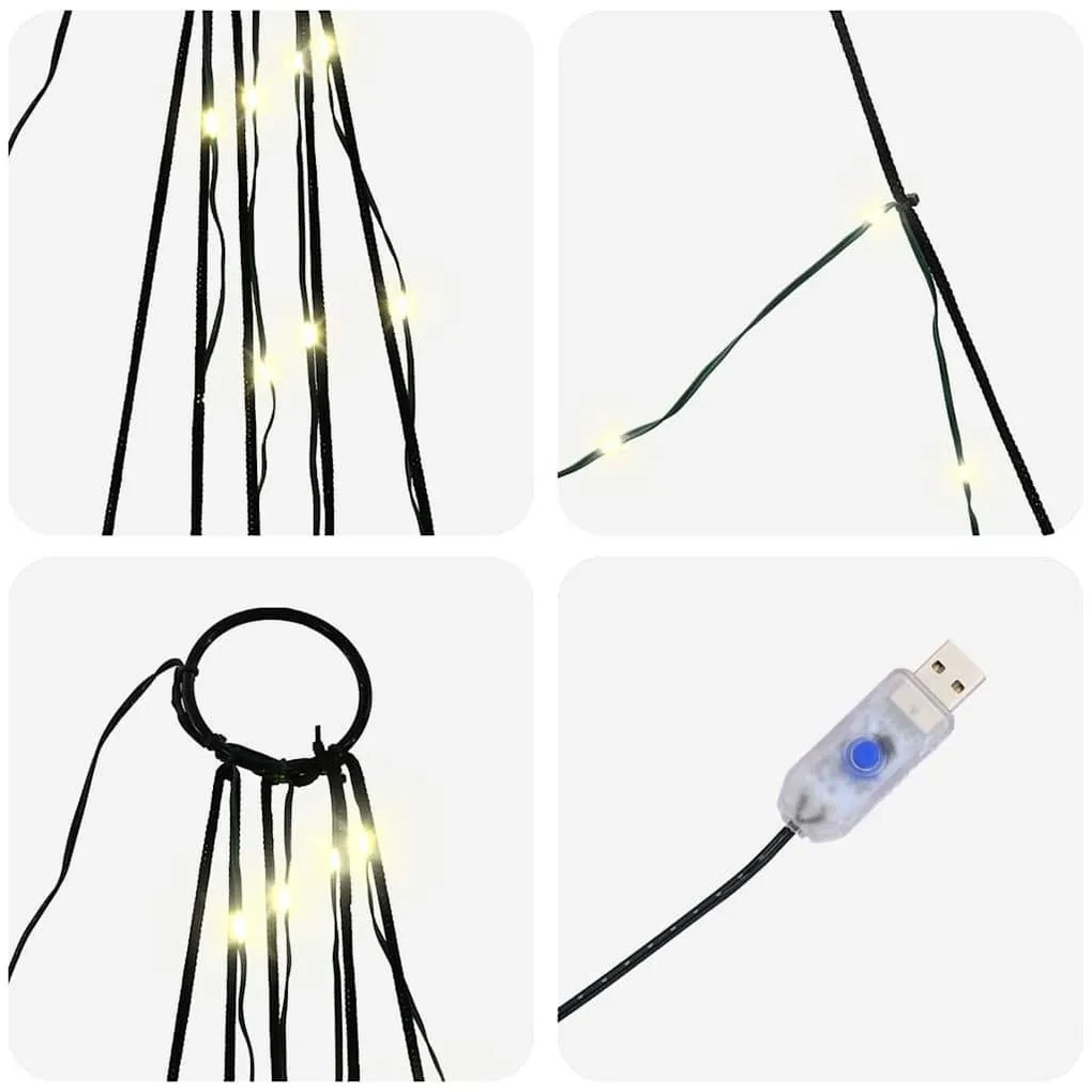 LED Karácsonyfák talajráccsal Meleg fehér 300 cm Fém