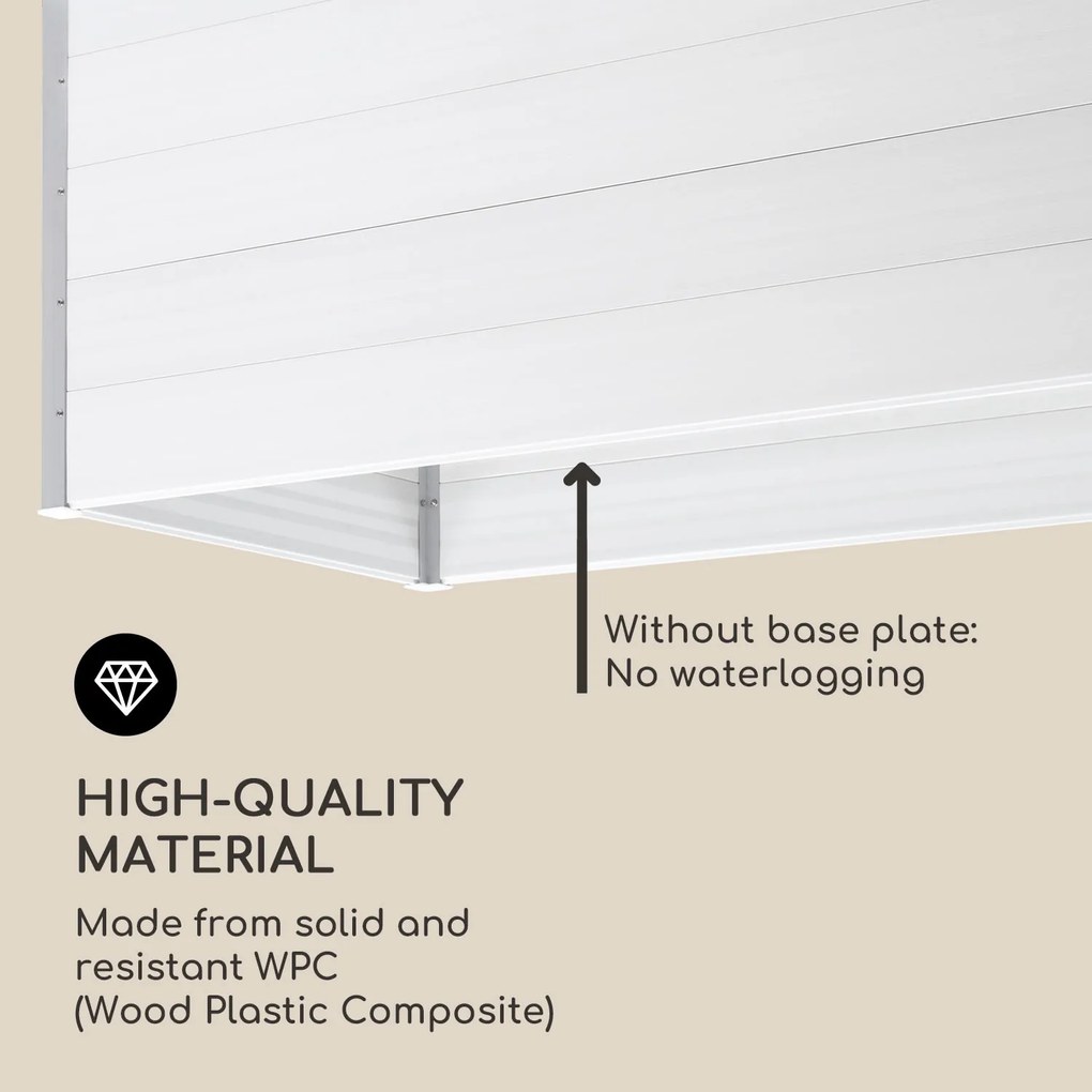 Blumfeldt Nova Grow, kerti ágyás, 195 x 91 x 100 cm, WPC, fa megjelenés, fehér