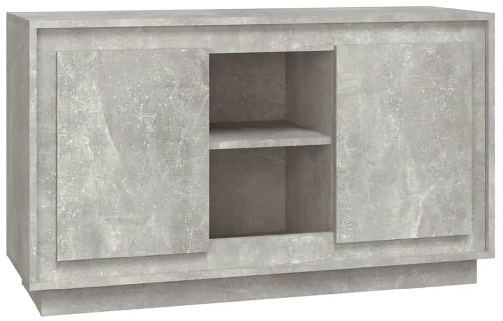 betonszürke szerelt fa tálalószekrény 102x35x60 cm