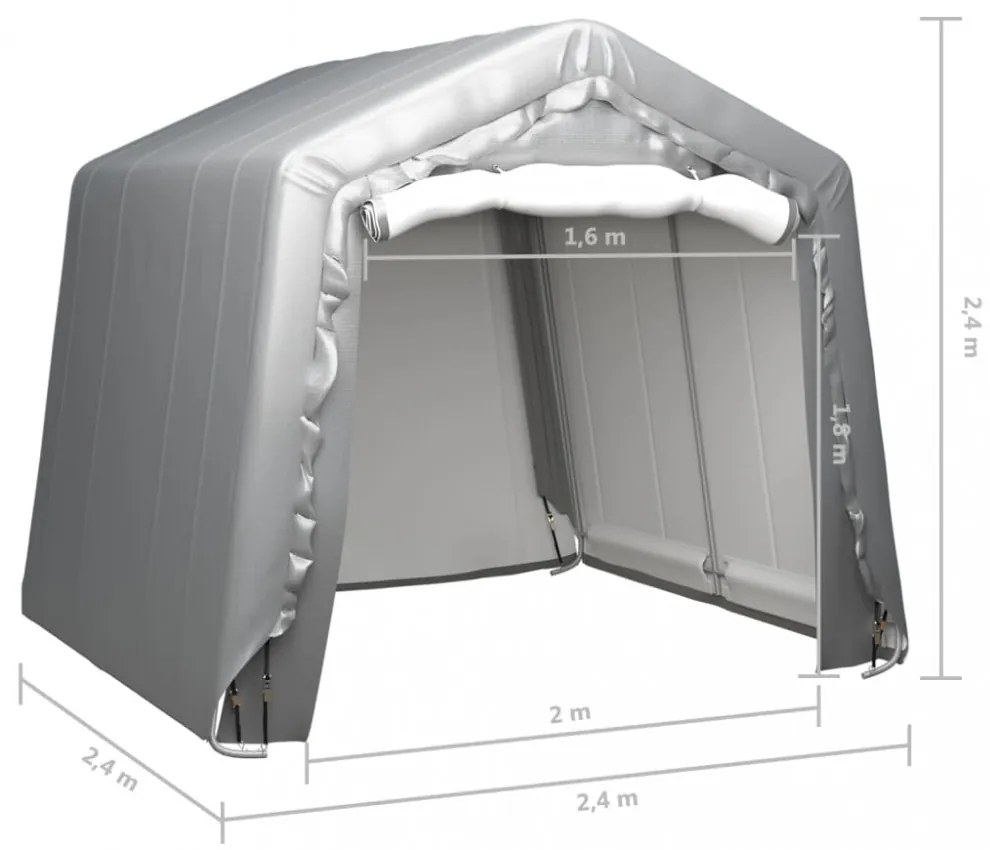 szürke acél tároló sátor 240 x 240 cm