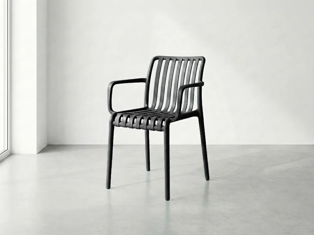 Műanyag szék TREGO karfákkal, antracit színű