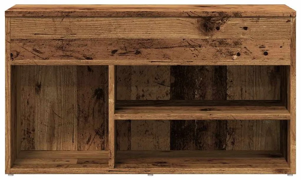 antik fa színű szerelt fa cipőtároló pad 80 x 30 x 45 cm