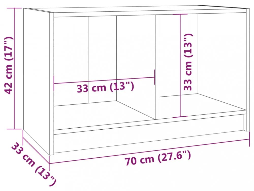 fehér tömör fenyőfa TV-szekrény 70 x 33 x 42 cm