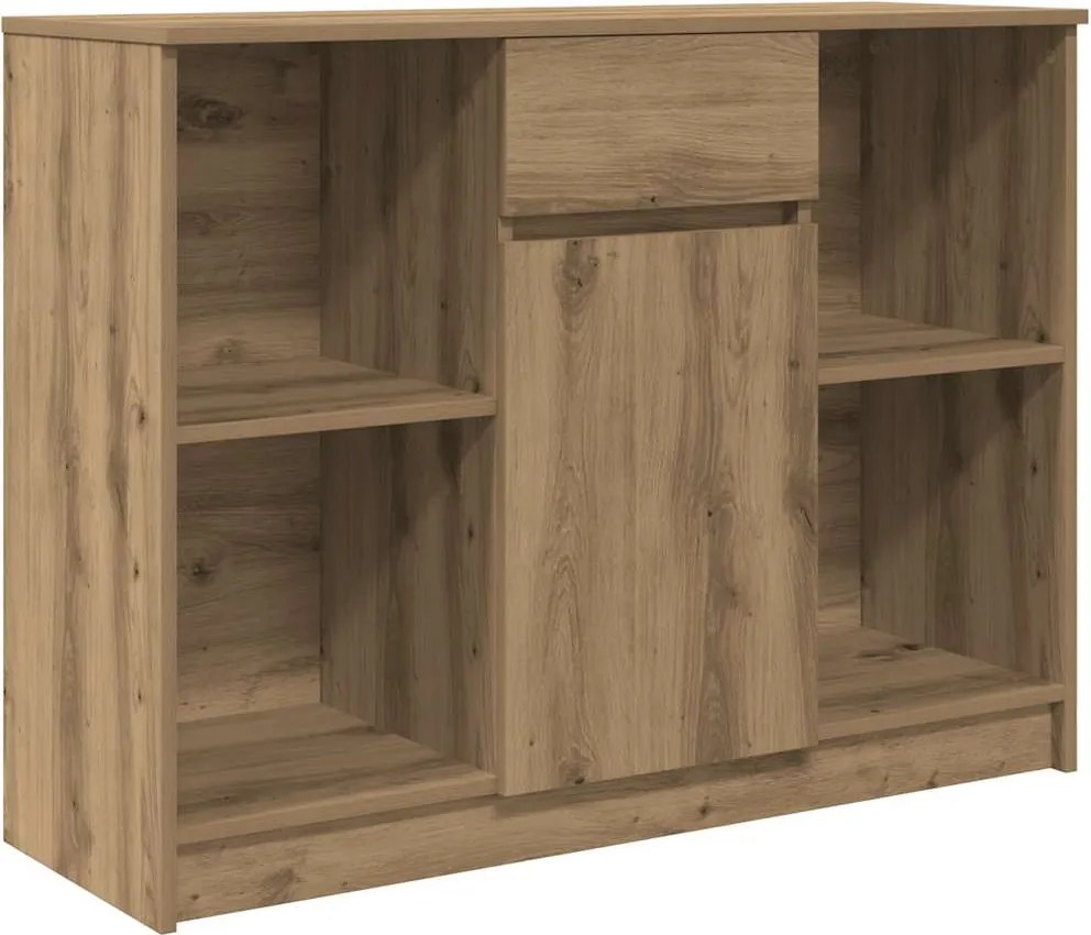 vidaXL kézműves tölgy szerelt fa tálalószekrény fiókos 101x35x76 cm