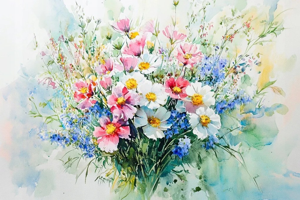 Vászonkép Canvas Mezei Virágok Csokor Kötés Természet 60x40