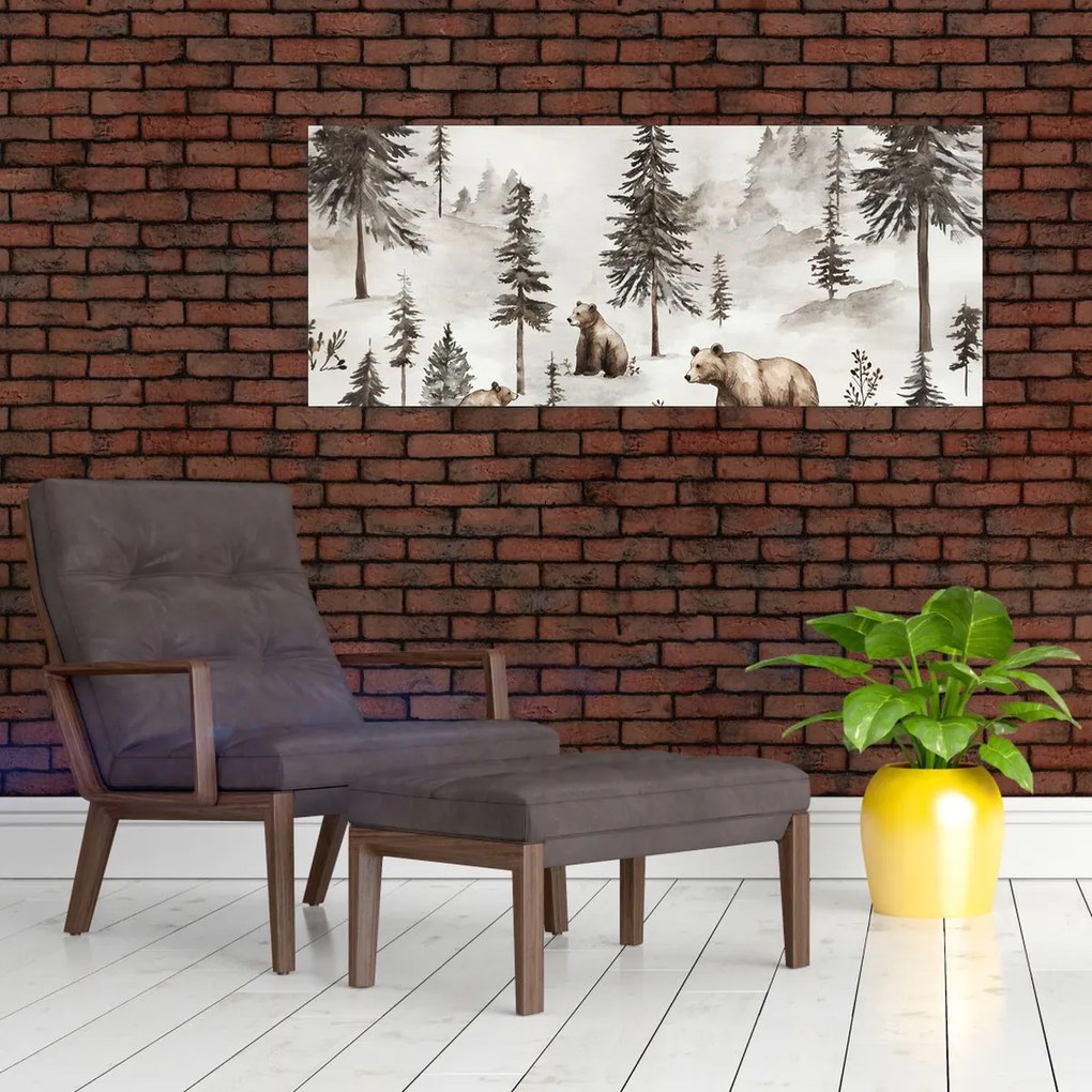 Kép - Erdő medvékkel (120x50 cm)