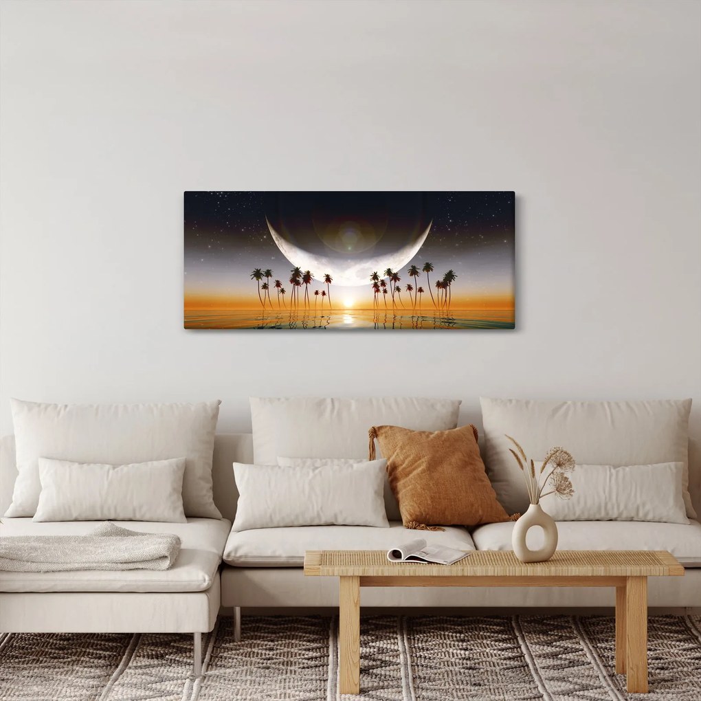 Kép - Hold a pálmafák felett (120x50 cm)