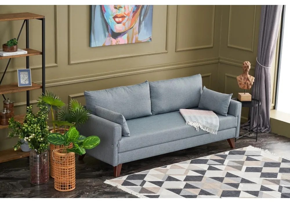 Világoskék kinyitható kanapé 208 cm Bella – Balcab Home