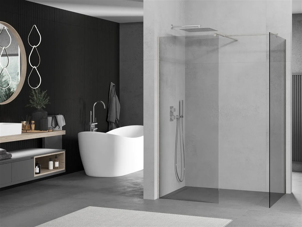 Mexen Kioto, 2 falas Walk-In zuhany paraván 160 x 95 cm, 8 mm átlátszó üveg, csiszolt acél profil, 800-160-202-97-00-095