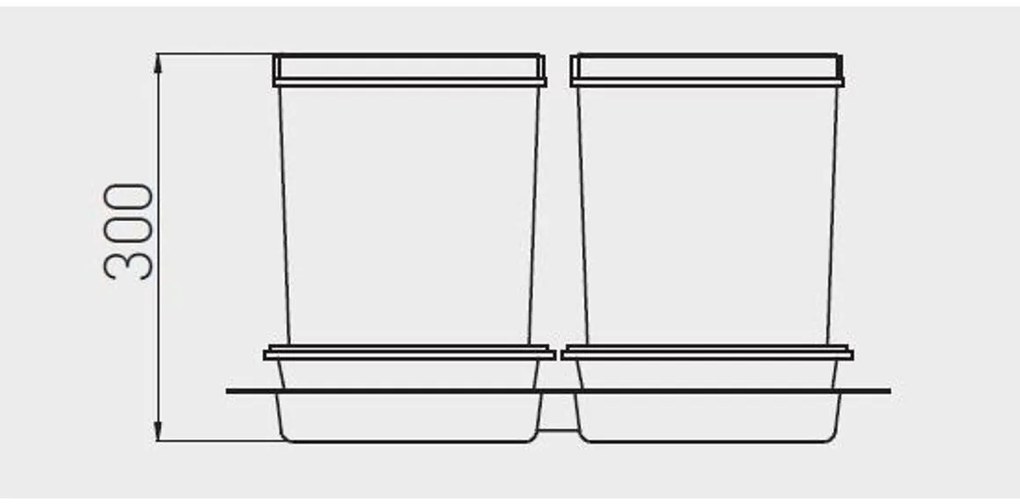 Hulladékgyűjtő GTV Multino 600, szelektív, utólag behelyezhető, 2*15 L edénnyel, fedéllel, tárolókkal