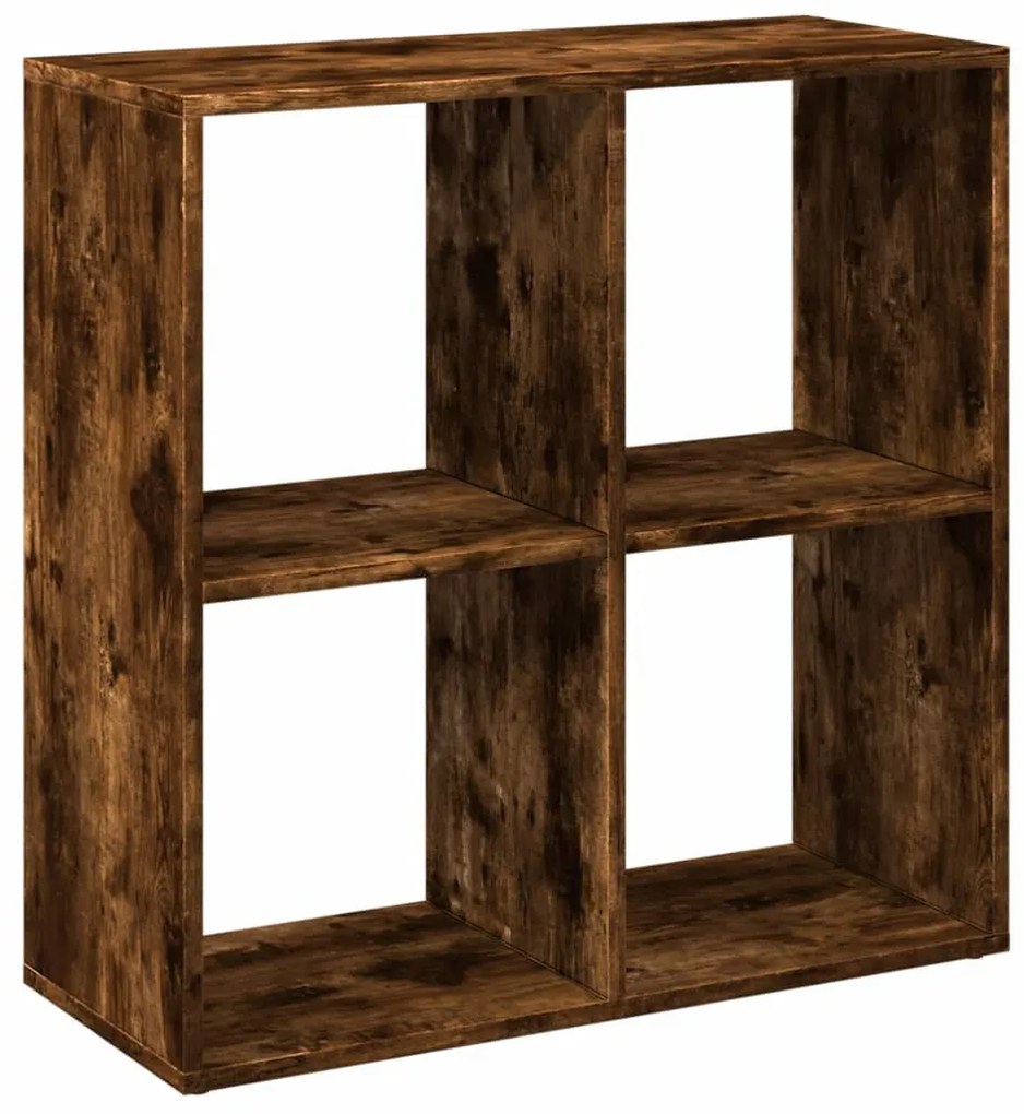 füstös tölgy szerelt fa elválasztó könyvespolc 69,5x29x69,5 cm