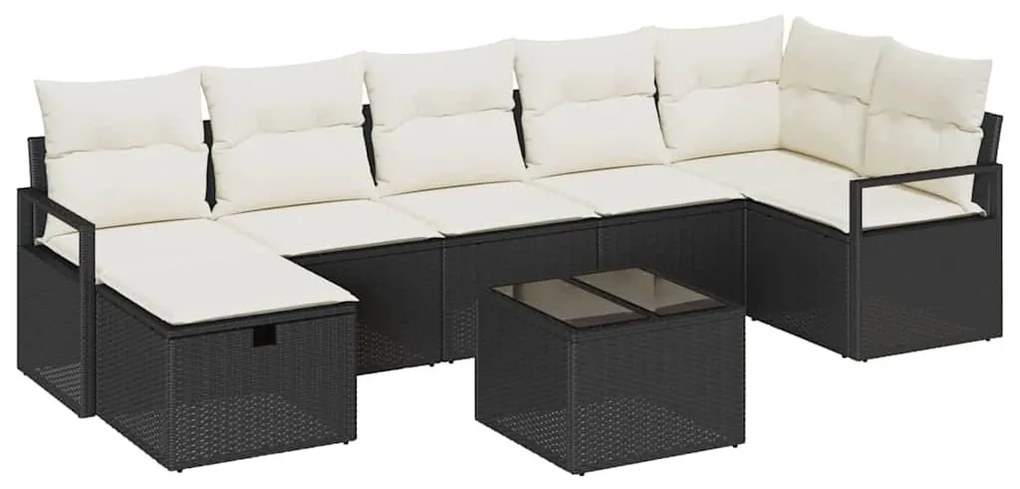 Kerti Kanapé Szett 8 pcs Fekete és krémszínű 287 x 122 x 85 cm
