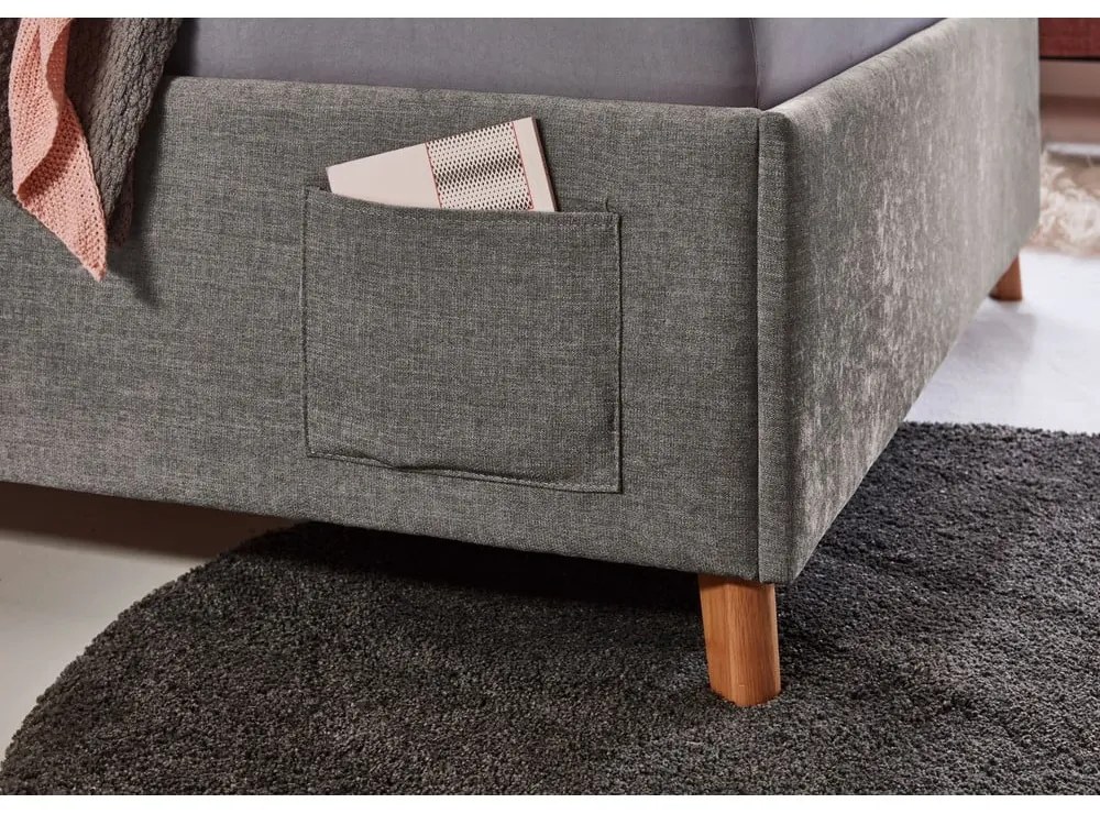 Szürke kárpitozott gyerekágy ágyrács nélkül 90x200 cm Fun – Meise Möbel