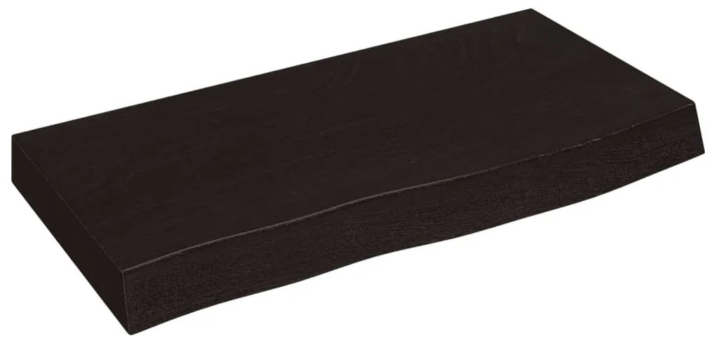 sötétbarna kezelt tömör tölgyfa fali polc 60x30x(2-6) cm