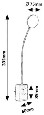 Rabalux 71283 - LED dimmelhető fali lámpa TIVRO E 4W/230V, konnektorba dugható USB-csatlakozóval, fekete