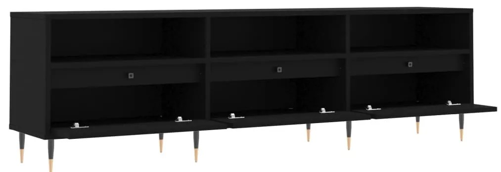 fekete szerelt fa TV-szekrény 150 x 30 x 44,5 cm