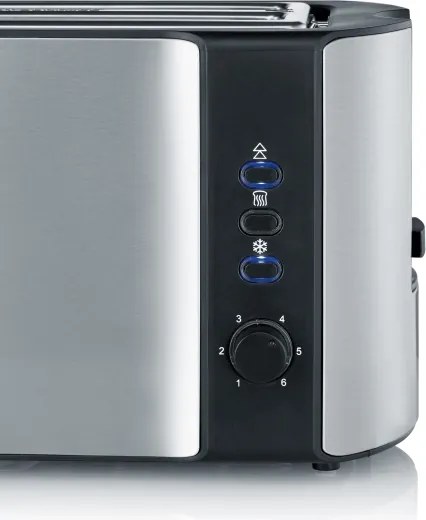 Severin AT 2590 - 4 szeletes kenyérpirító 1400W/230V rozsdamentes acél/fekete