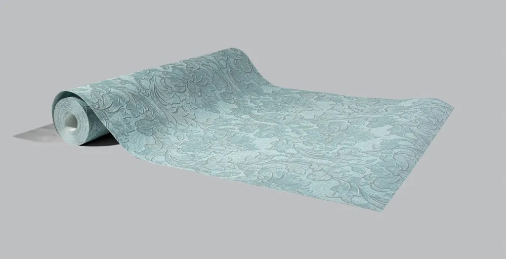 Elegáns türkiz barokk mintás tapéta (10070-18)