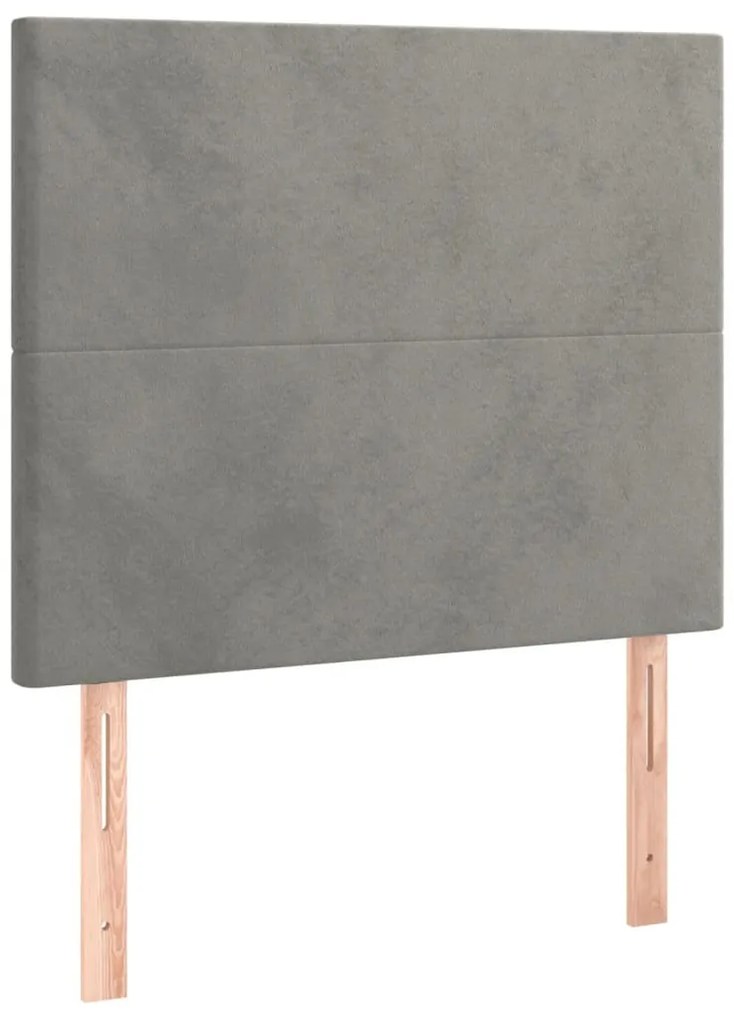 világosszürke bársony LED-es fejtámla 90x5x118/128 cm