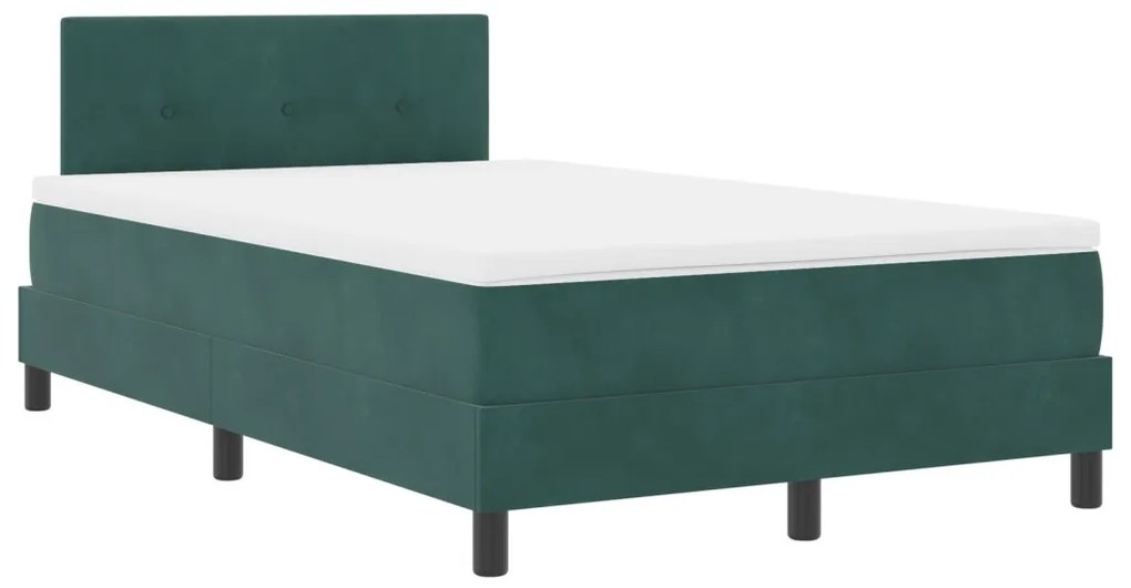 Boxspring Ágy Mattal Sötét Zöld Kicsi Dupla Bársony