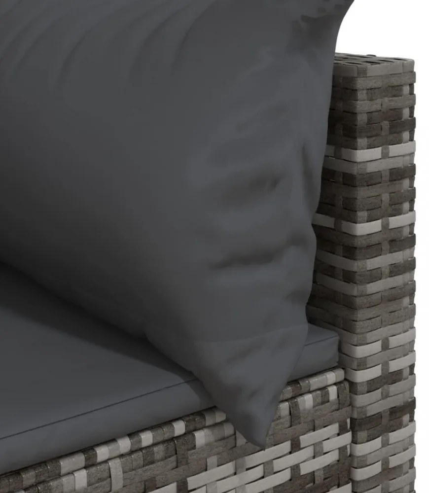 szürke polyrattan kerti sarokkanapé párnákkal