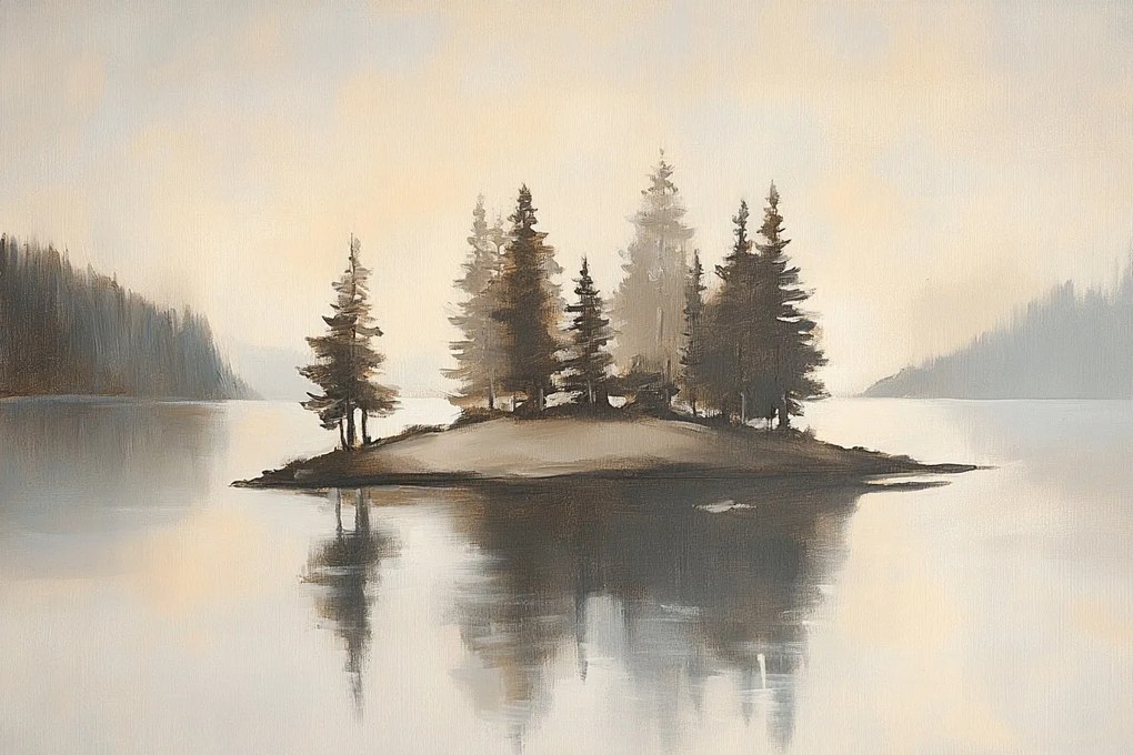 Canvas Vászonkép Tájkép Hegyek Erdő Tó Fjord Lucfenyő Sziget 60x40