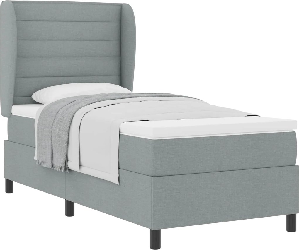 vidaXL Boxrugós ágy matracmal Világosszürke 80 x 200 cm szövet