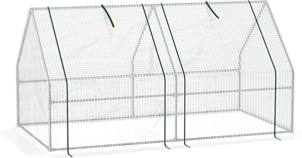 Outsunny Kültéri Üvegház 180x90x90 cm 2 Ablakkal Acél Vázú Terasz Üvegház Növények Virágok Paradicsomok Növesztésére | Aosom