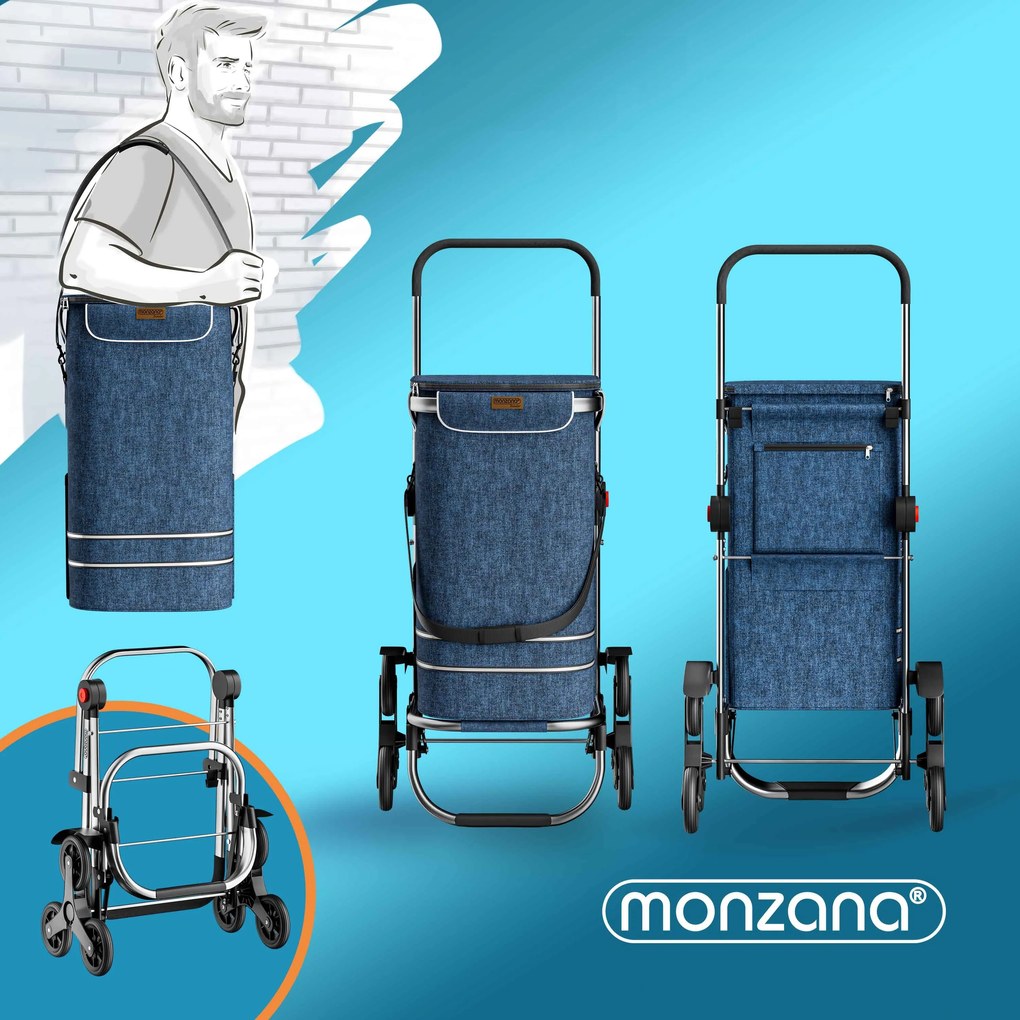 COMFORT bevásárlótáska lépcsőjáró kerekekkel, 50l, kék Monzana