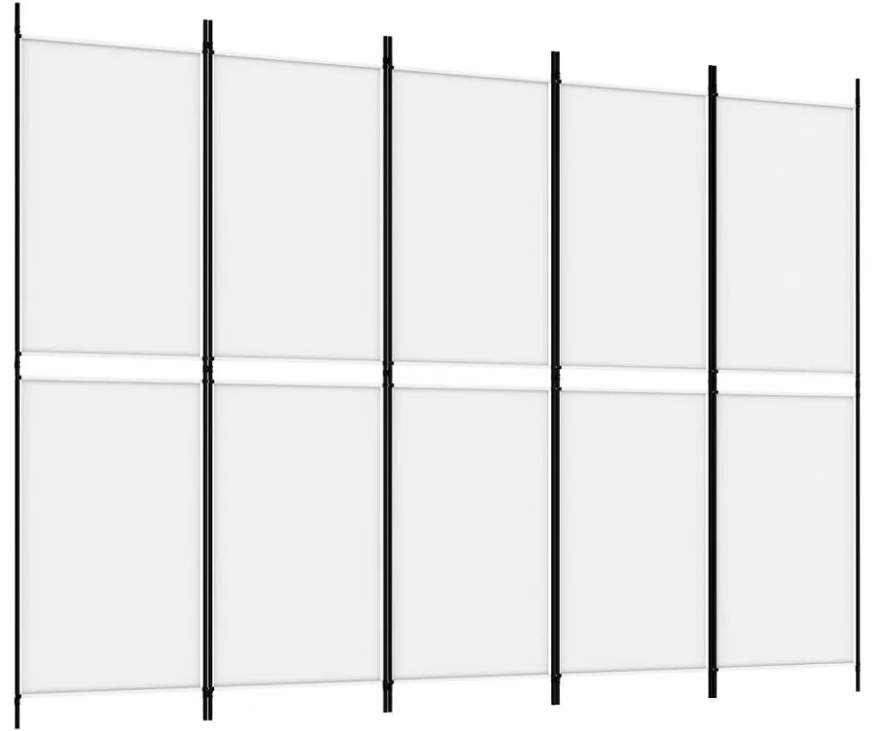 fehér 5 paneles paraván 250x180 cm szövet