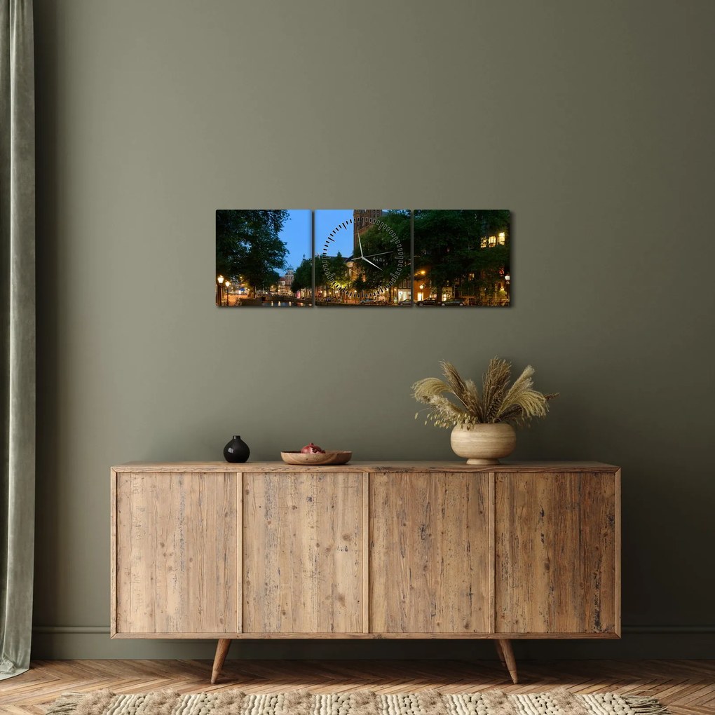 Éjszakai történelmi város képe (órával) (90x30 cm)