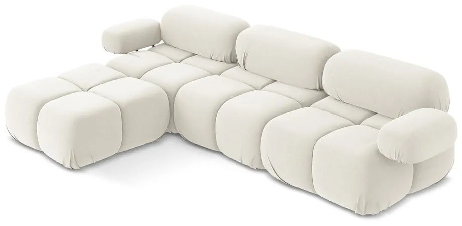 Fehér bársony moduláris sarokkanapé Lokua – Makamii