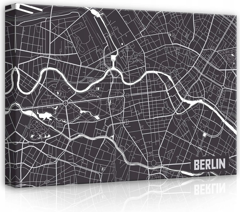 Vászonkép 70x50 Berlin térkép város alaprajz minimalizmus geometria vonalak utcák folyó