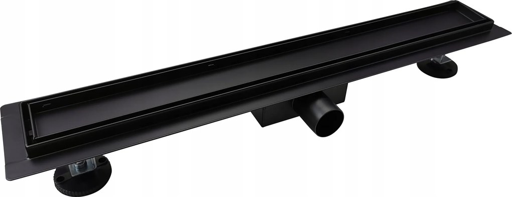 Lineáris padlóösszefolyó 90cm fekete zuhany szerelés 54mm rozsdamentes acél