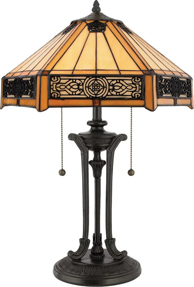 Elstead QZ-INDUS-TL Indus Tiffany asztali lámpa többszínű vintage bronz 2×E27 IP20